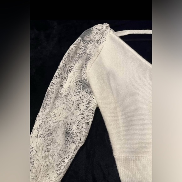 2/$50 White Lace Crop Sweater - Picture 3 of 5